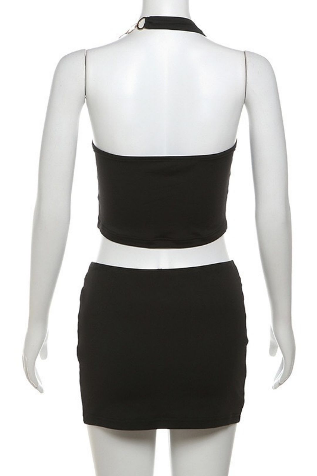 Sexy Hot Girl Backless Halter Neck Top High Waist Hip-hugging Short Skirt Set