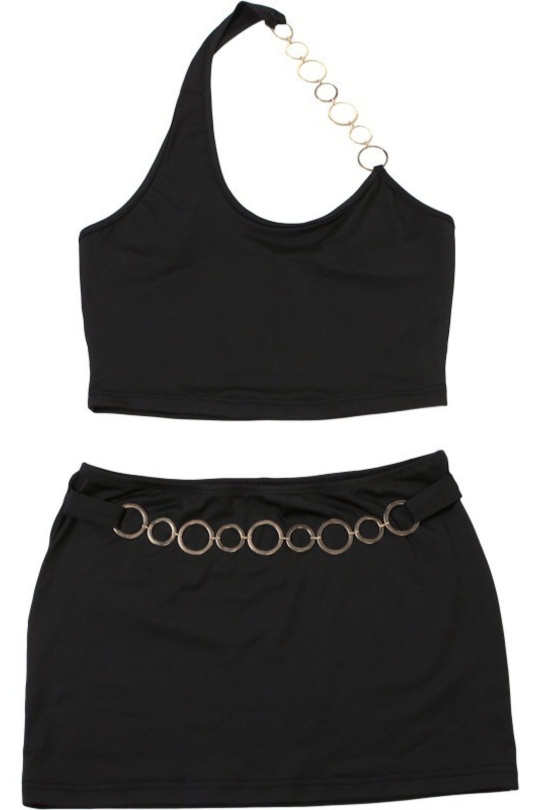 Sexy Hot Girl Backless Halter Neck Top High Waist Hip-hugging Short Skirt Set