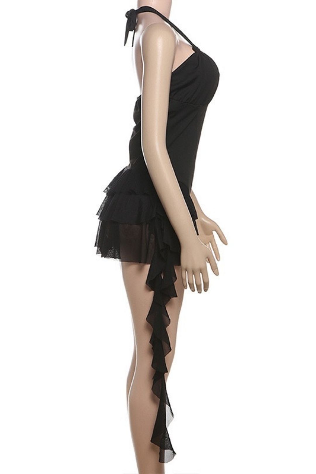 Sexy Hot Girl Deep V Neck Halter Neck Backless Ruffled  Bodysuit