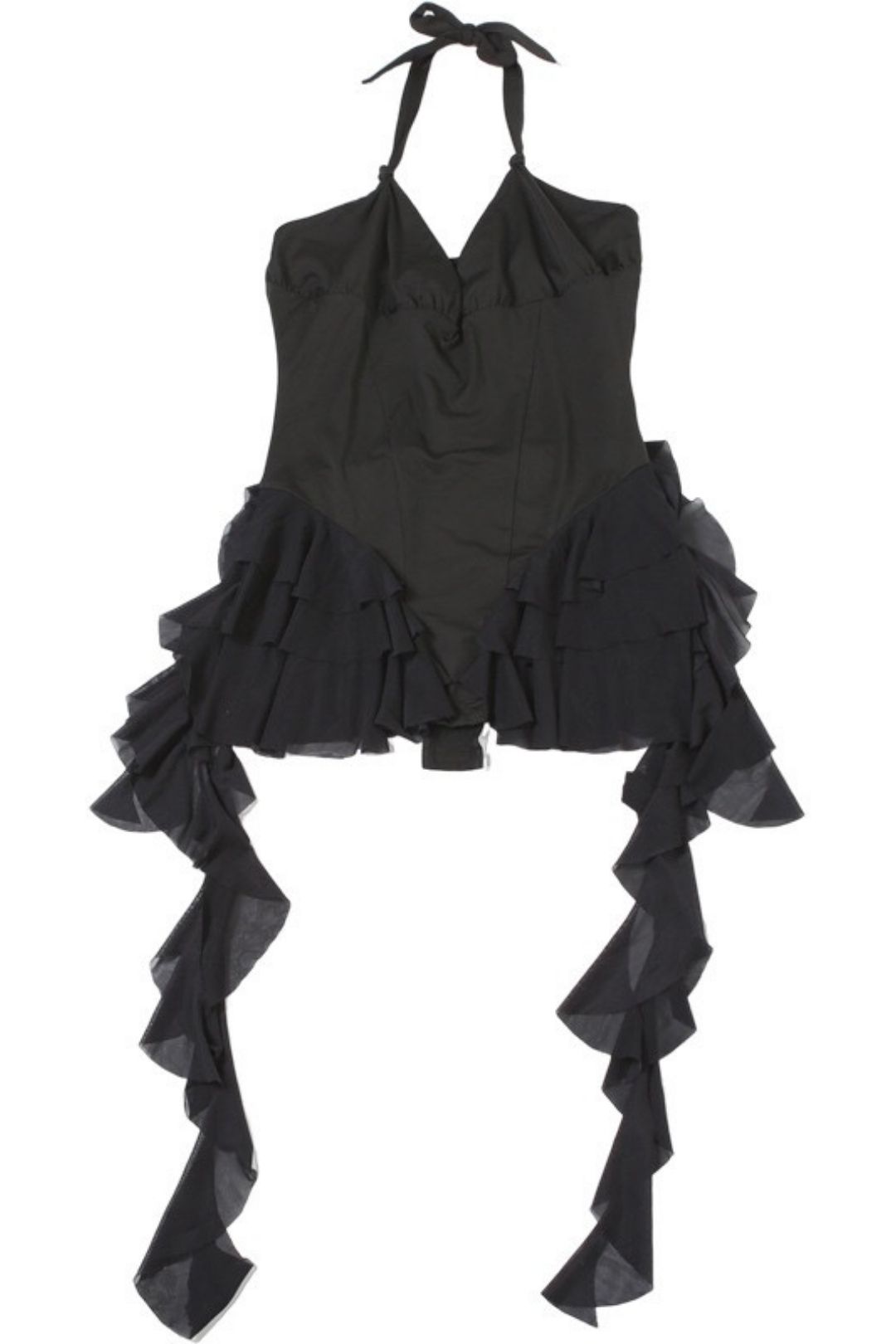 Sexy Hot Girl Deep V Neck Halter Neck Backless Ruffled  Bodysuit