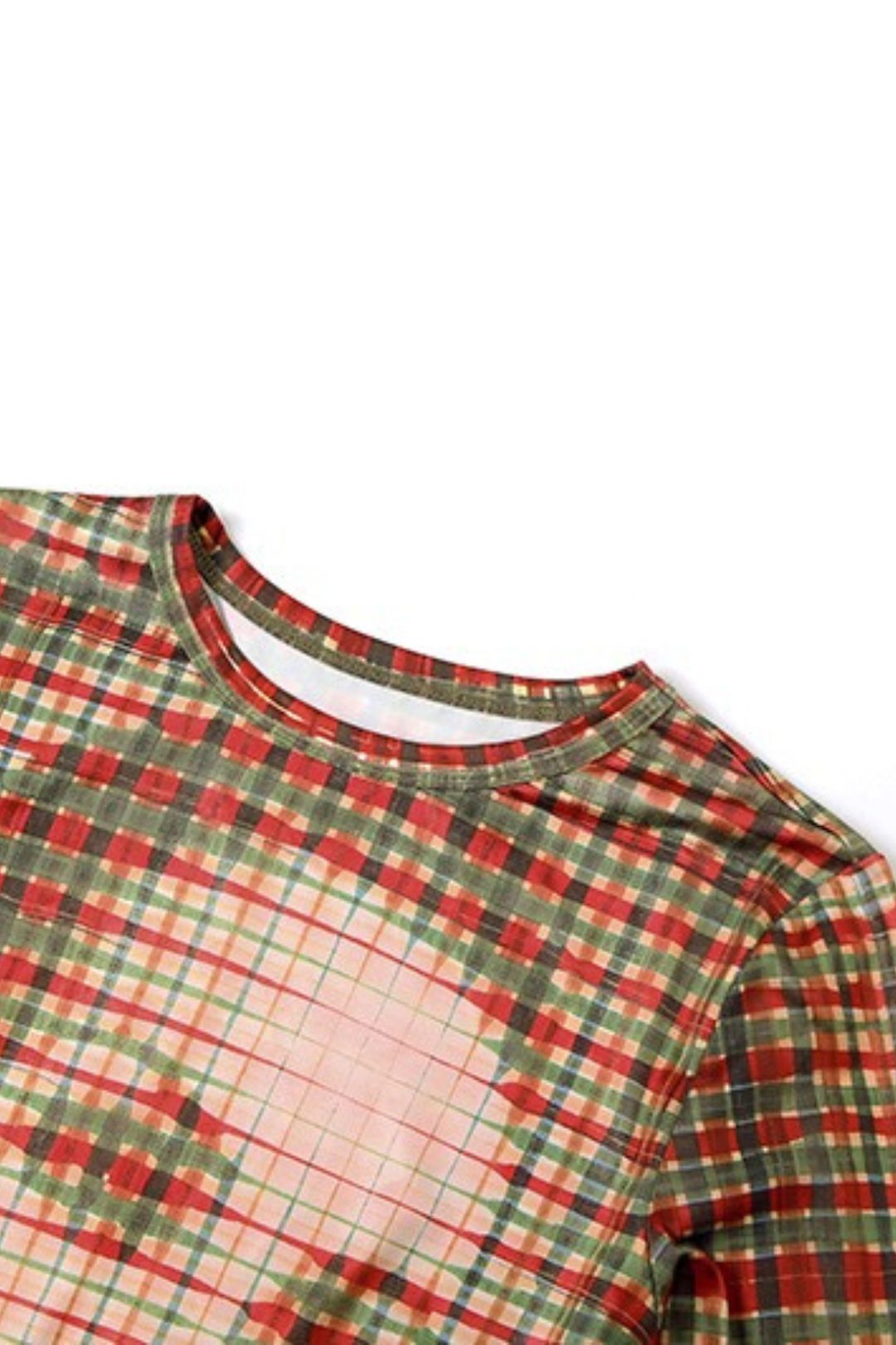 Slim-fit Printed Plaid Long-sleeved Bodycon Short Skirt,