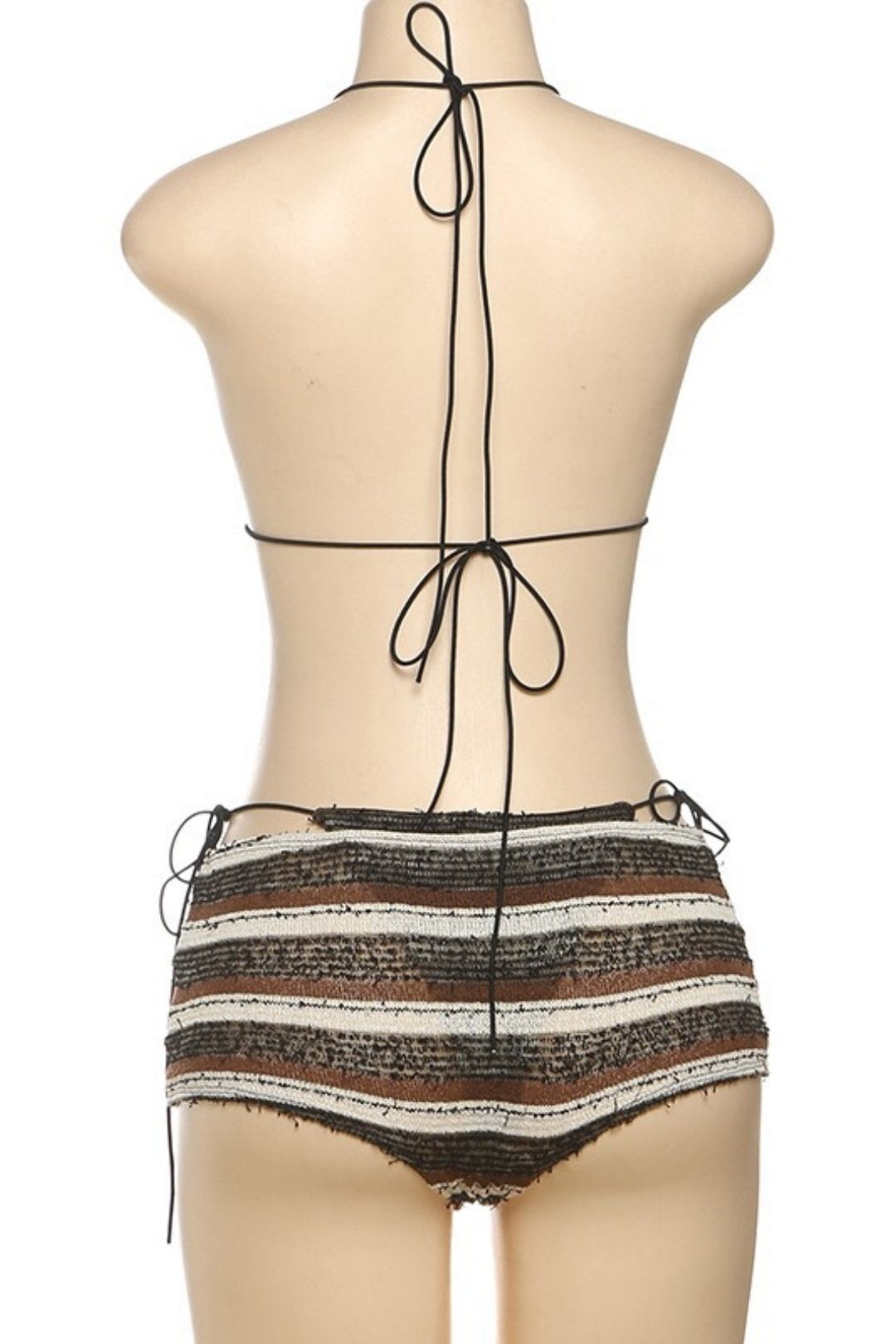 Sexy Halter Neck Striped Bikini Three-piece Set