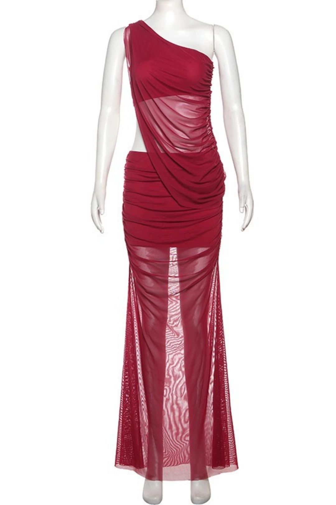 Sexy Asymmetrical Neck Crop Top And Bodycon Long Skirt Two-Piece Set