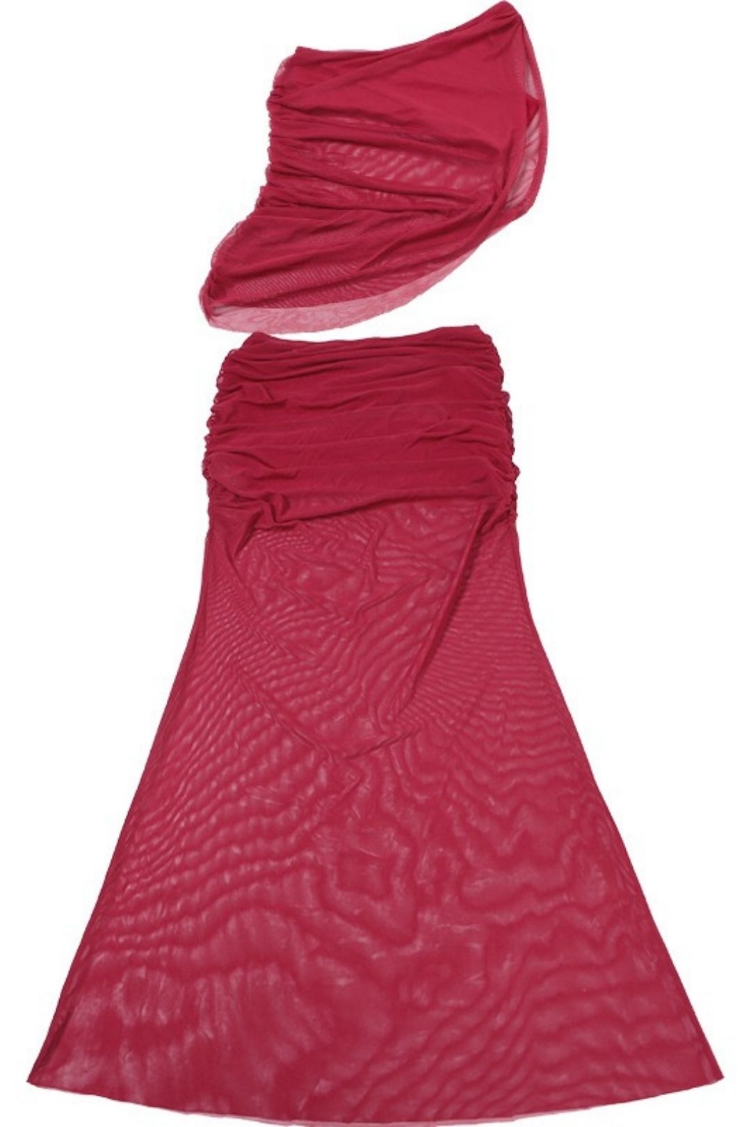 Sexy Asymmetrical Neck Crop Top And Bodycon Long Skirt Two-Piece Set