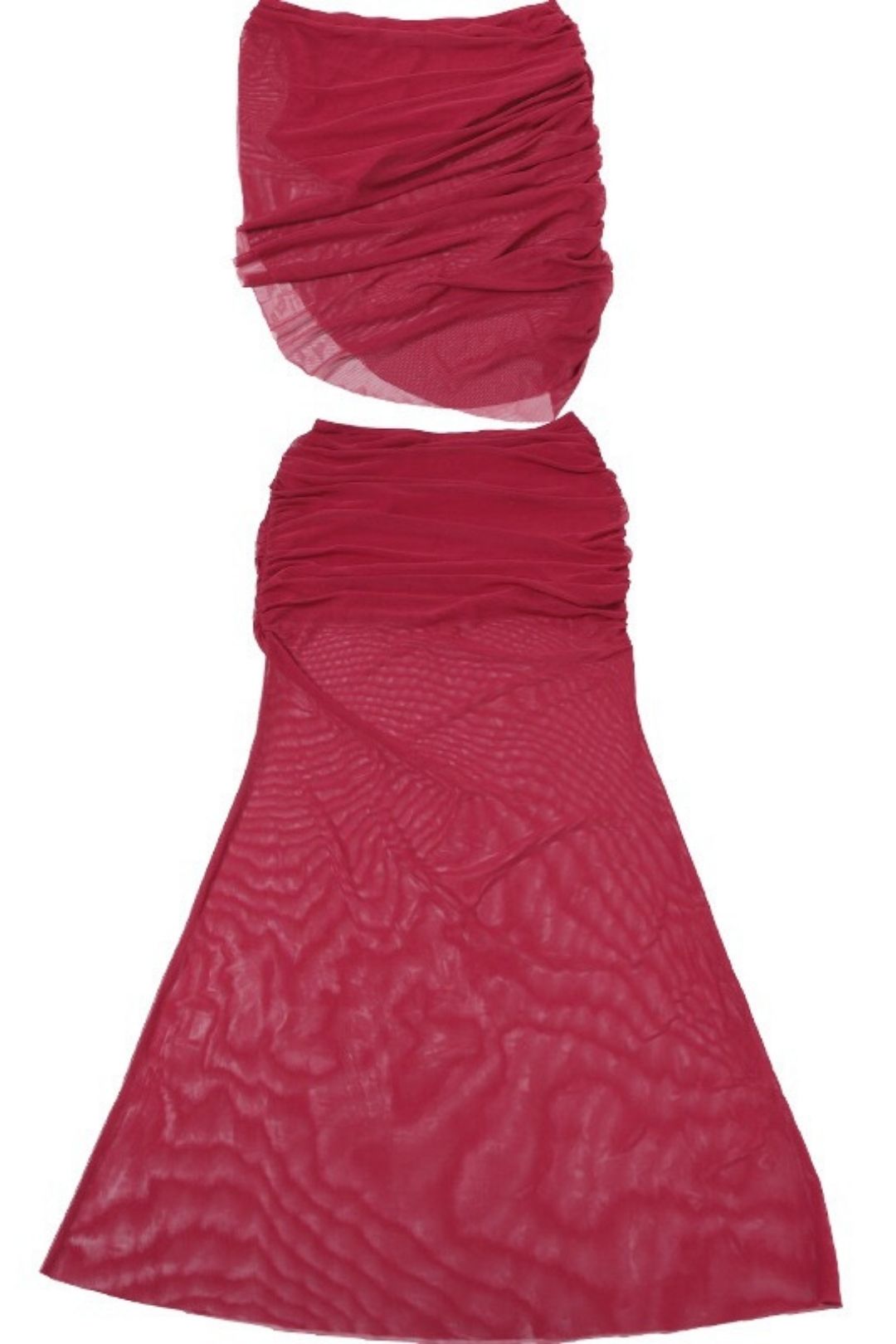 Sexy Asymmetrical Neck Crop Top And Bodycon Long Skirt Two-Piece Set