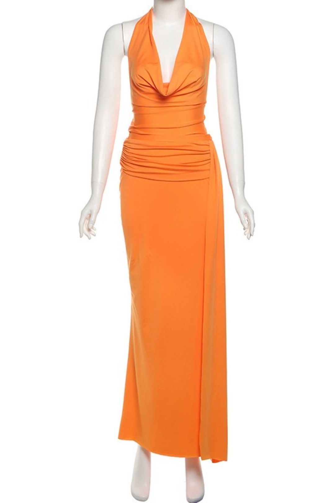 Sexy Backless Halter Neck Top, Slim-fit Printed Long Skirt Three-piece Set