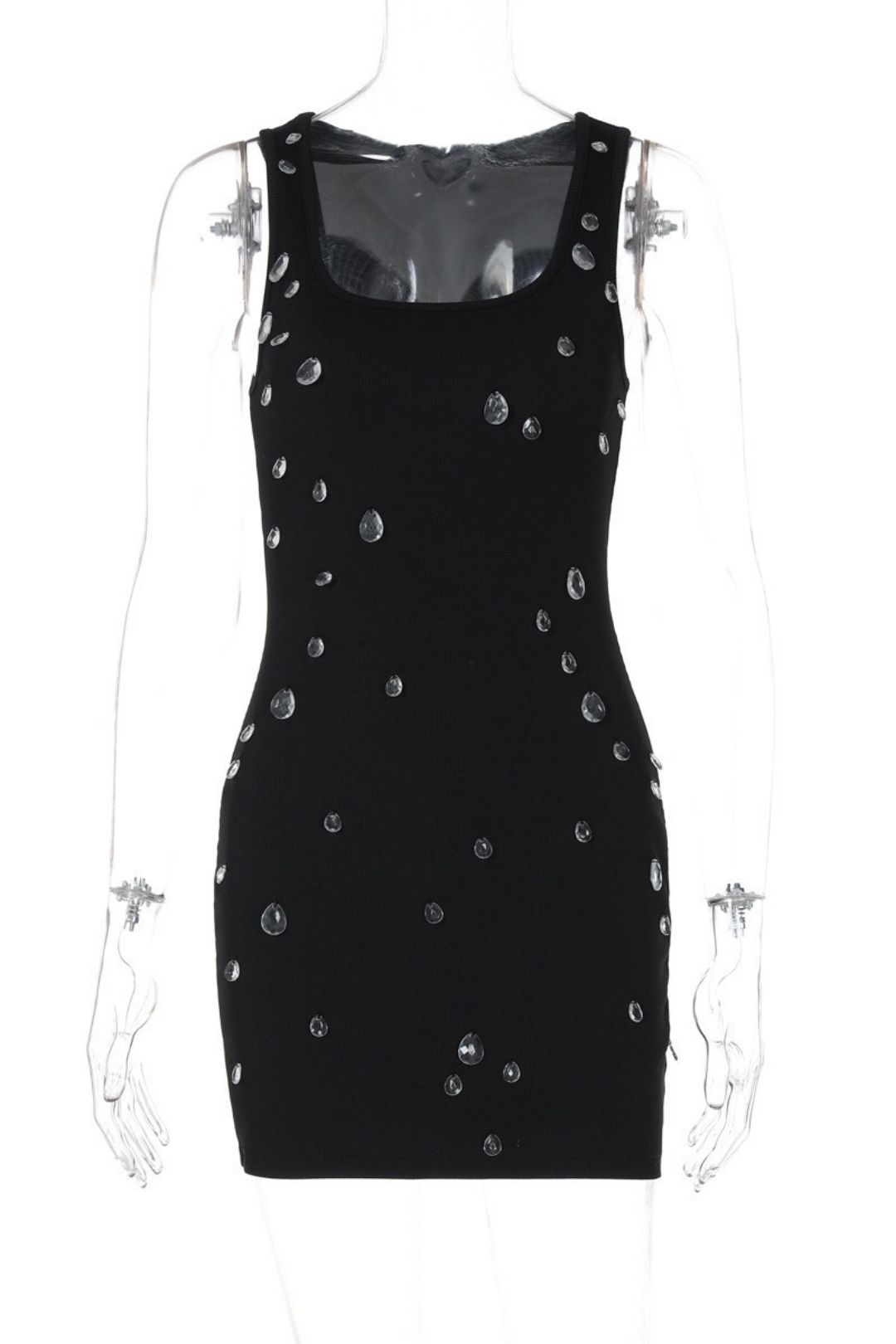 Slim-fitting, Beaded Sleeveless Bodycon Dress