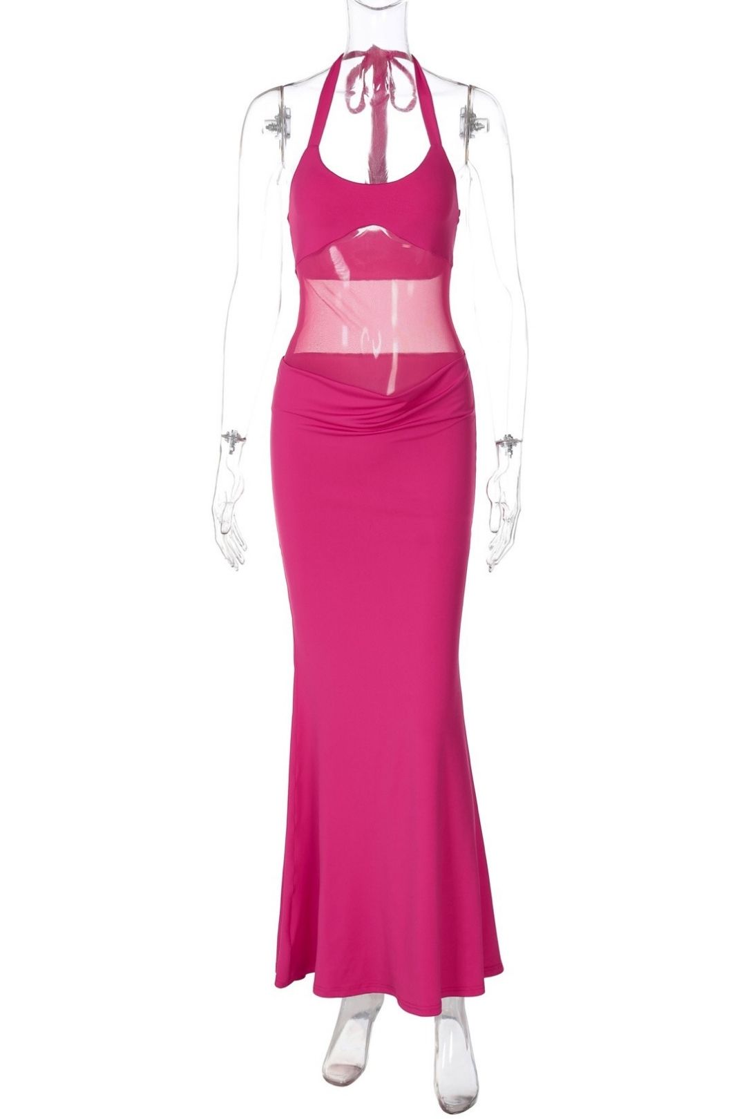 Sexy Backless See-through Tie -up Off -shoulder Mesh Patchwork Dress