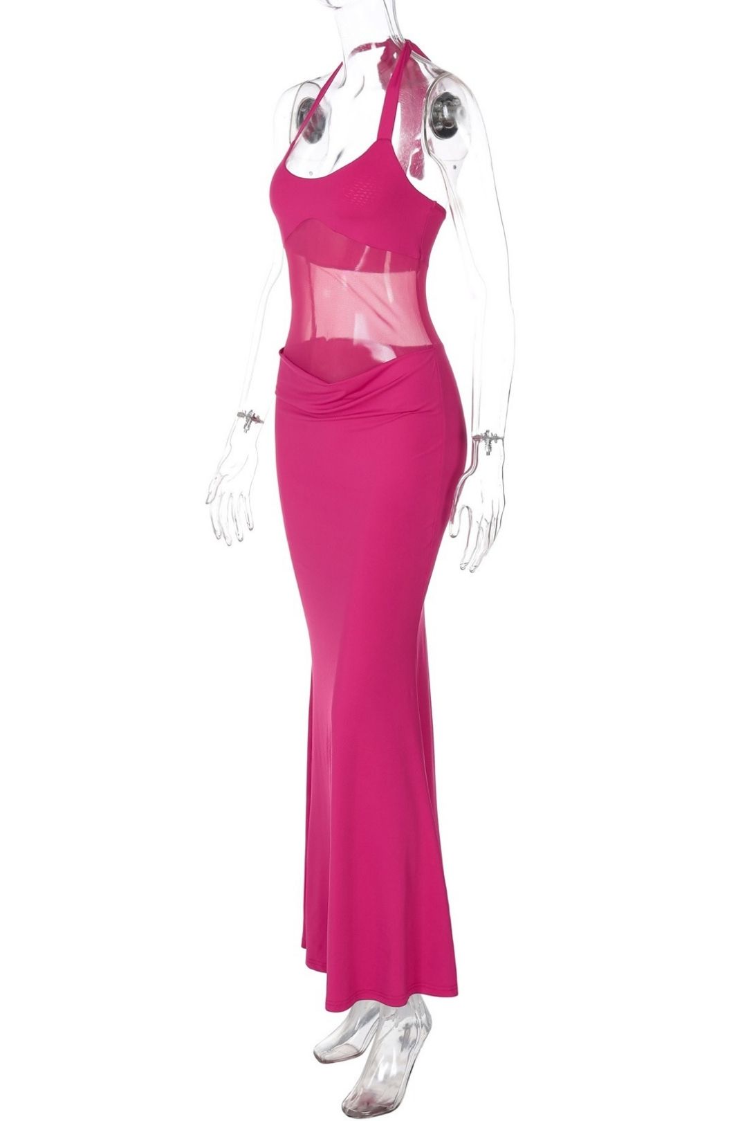 Sexy Backless See-through Tie -up Off -shoulder Mesh Patchwork Dress