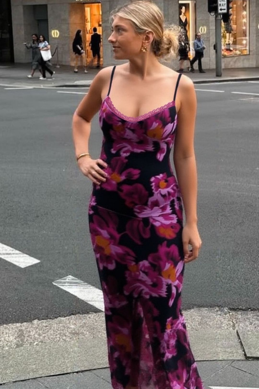 Sexy U-Neck Printed Slim Fit Long Dress