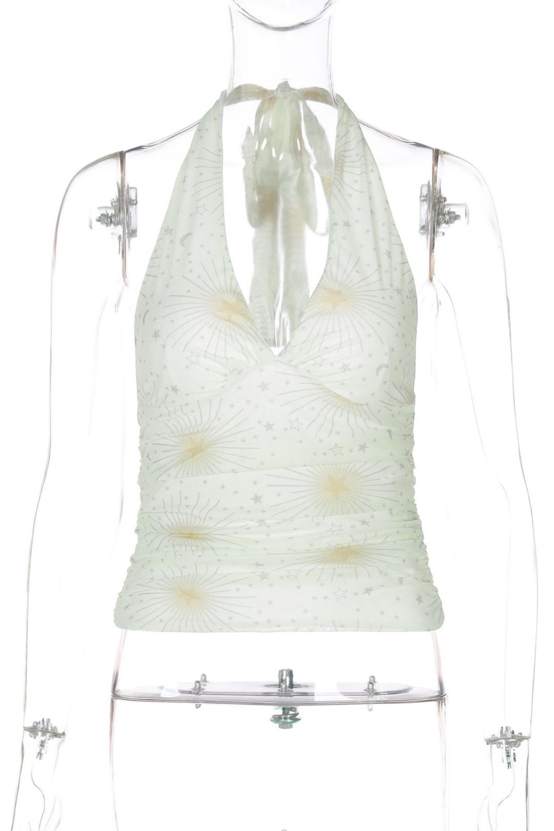 Sexy, Slim Fit, Halter Neck, Pleated Top