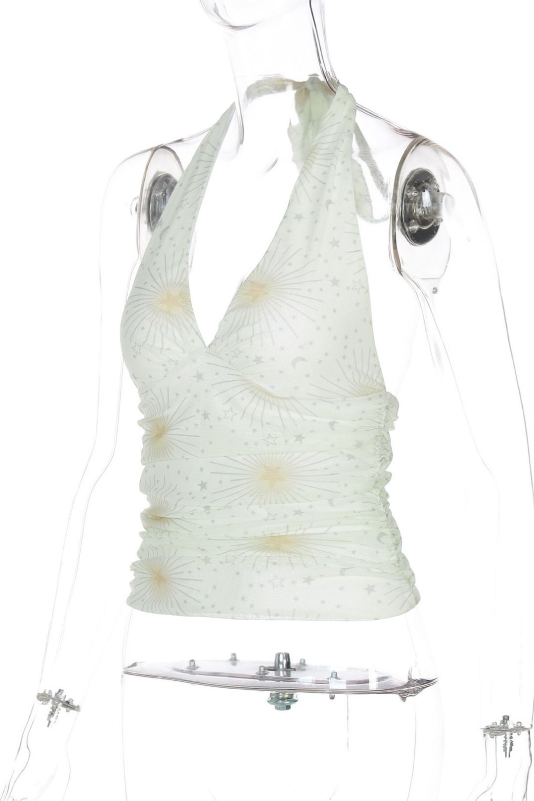 Sexy, Slim Fit, Halter Neck, Pleated Top