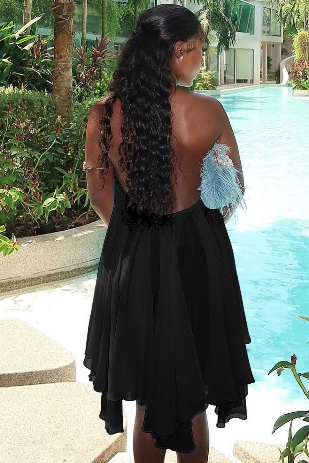 Pure And Alluring Backless Low-cut Tie-up Mesh Breathable Loose-fitting Dress