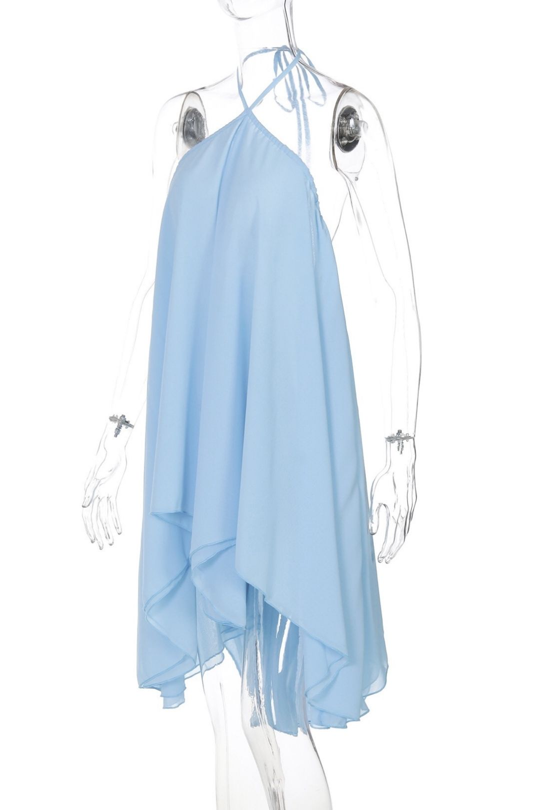 Pure And Alluring Backless Low-cut Tie-up Mesh Breathable Loose-fitting Dress