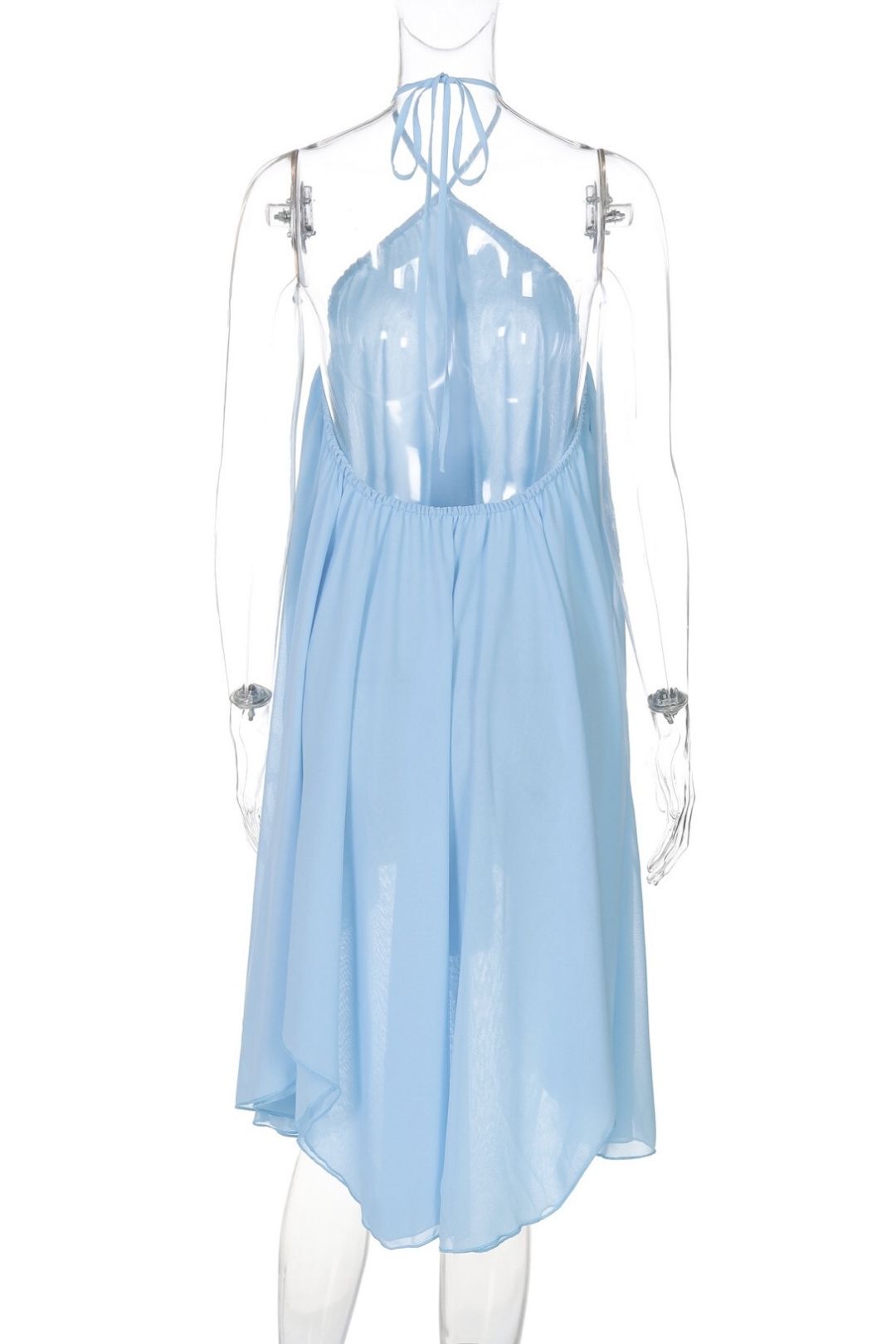 Pure And Alluring Backless Low-cut Tie-up Mesh Breathable Loose-fitting Dress