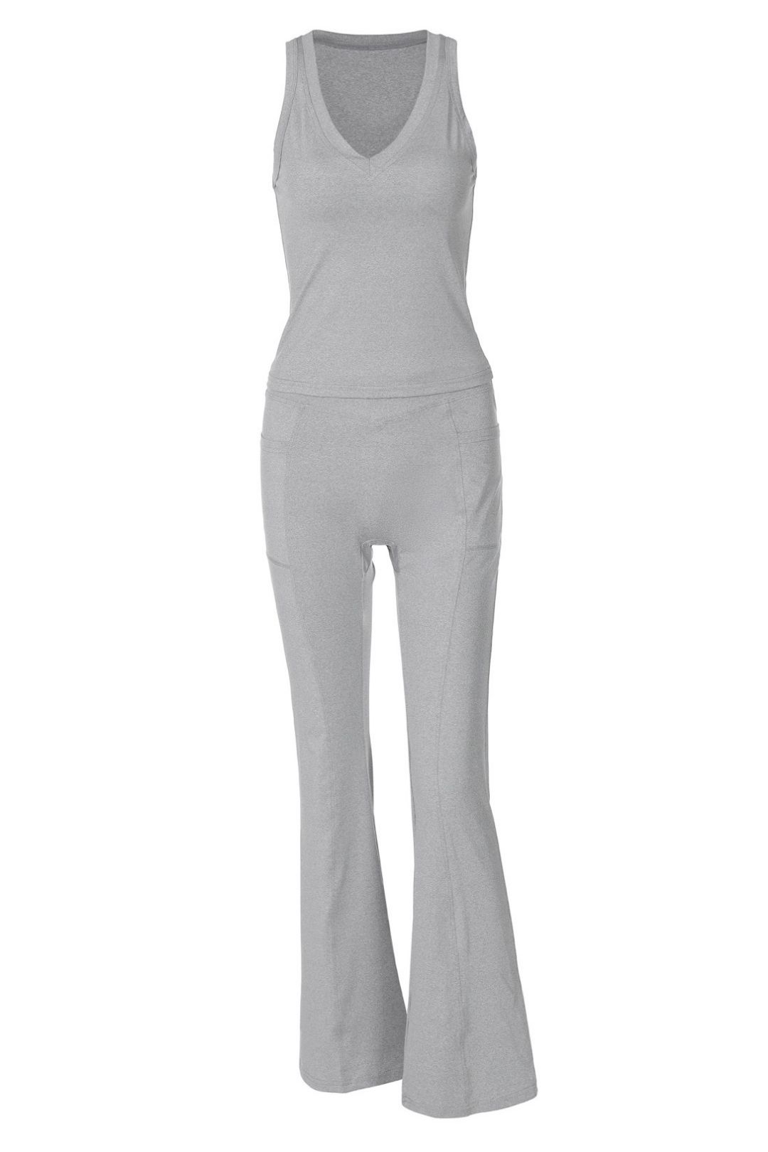 Solid Color Long-Sleeved Flared Pants Two-Piece Fashionable Slim Fit Set