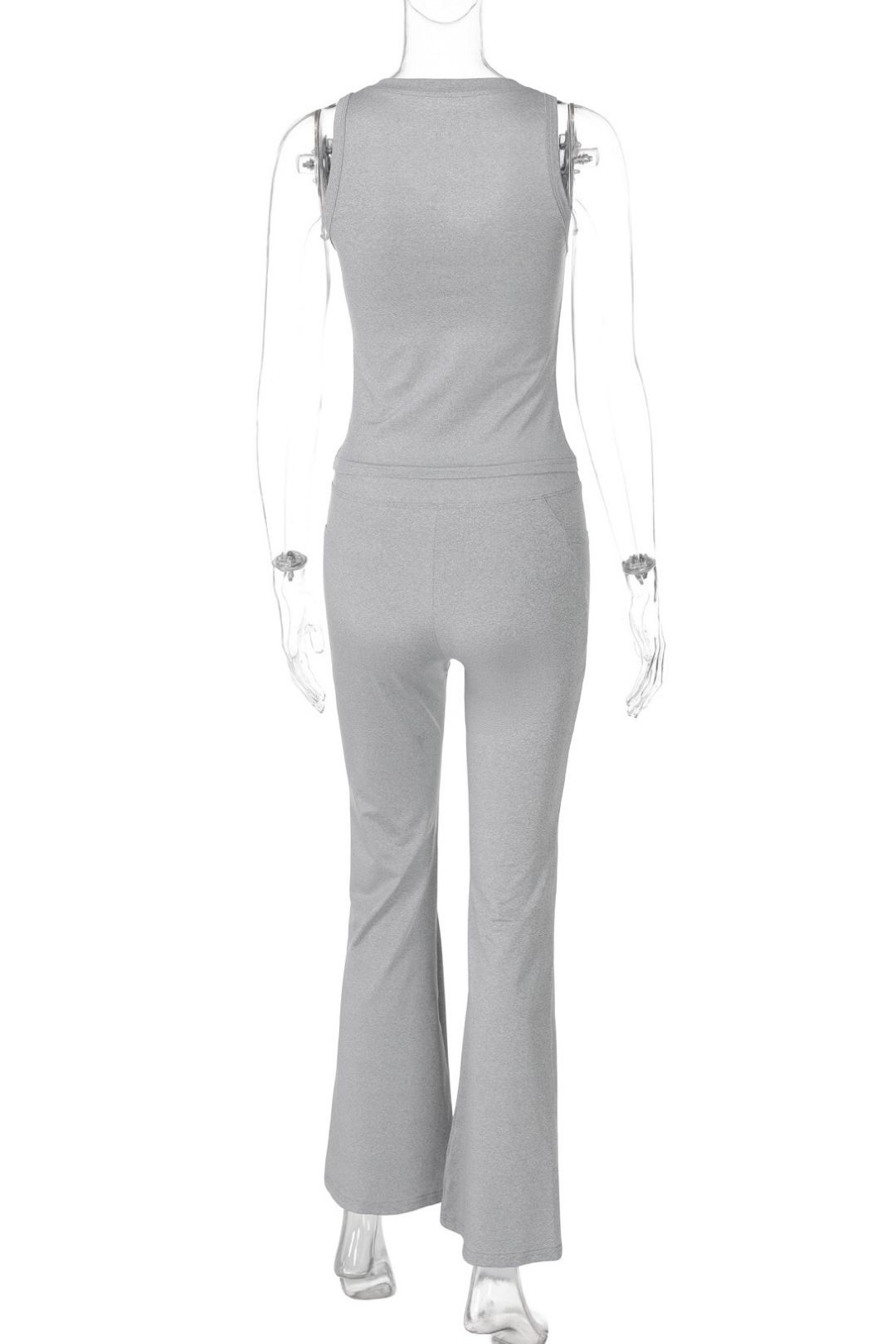 Solid Color Long-Sleeved Flared Pants Two-Piece Fashionable Slim Fit Set