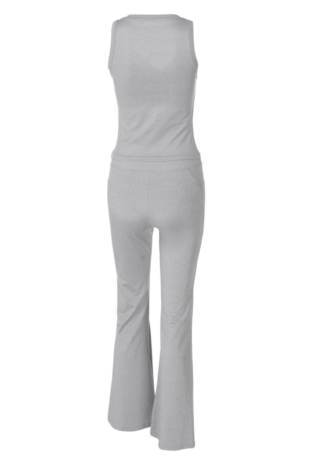 Solid Color Long-Sleeved Flared Pants Two-Piece Fashionable Slim Fit Set