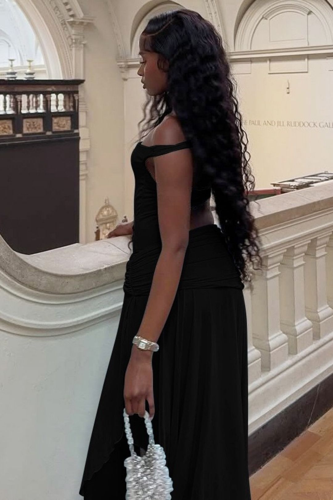 Sexy Mesh Patchwork Off-shoulder Hollowed-out Slim-fit Dress