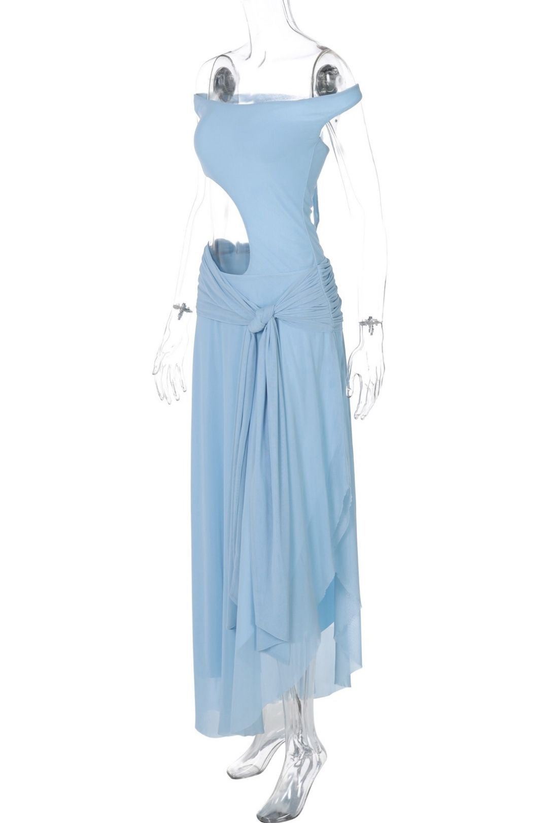 Sexy Mesh Patchwork Off-shoulder Hollowed-out Slim-fit Dress