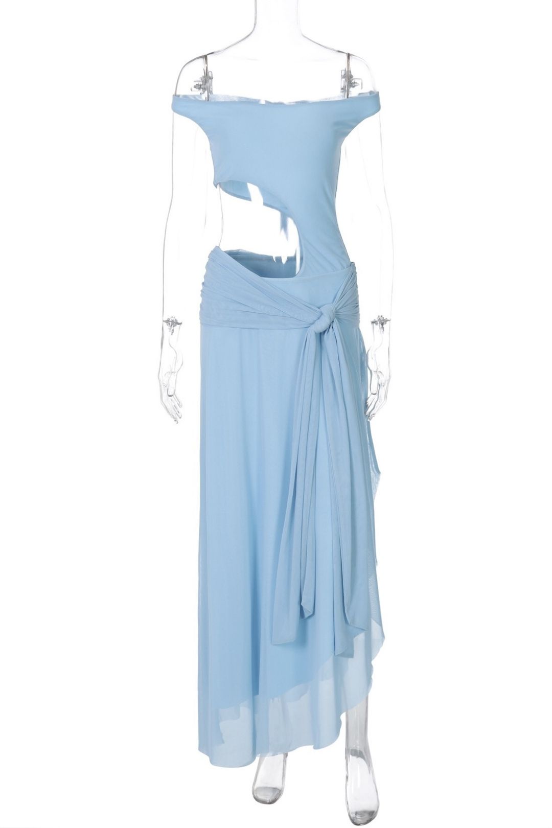 Sexy Mesh Patchwork Off-shoulder Hollowed-out Slim-fit Dress