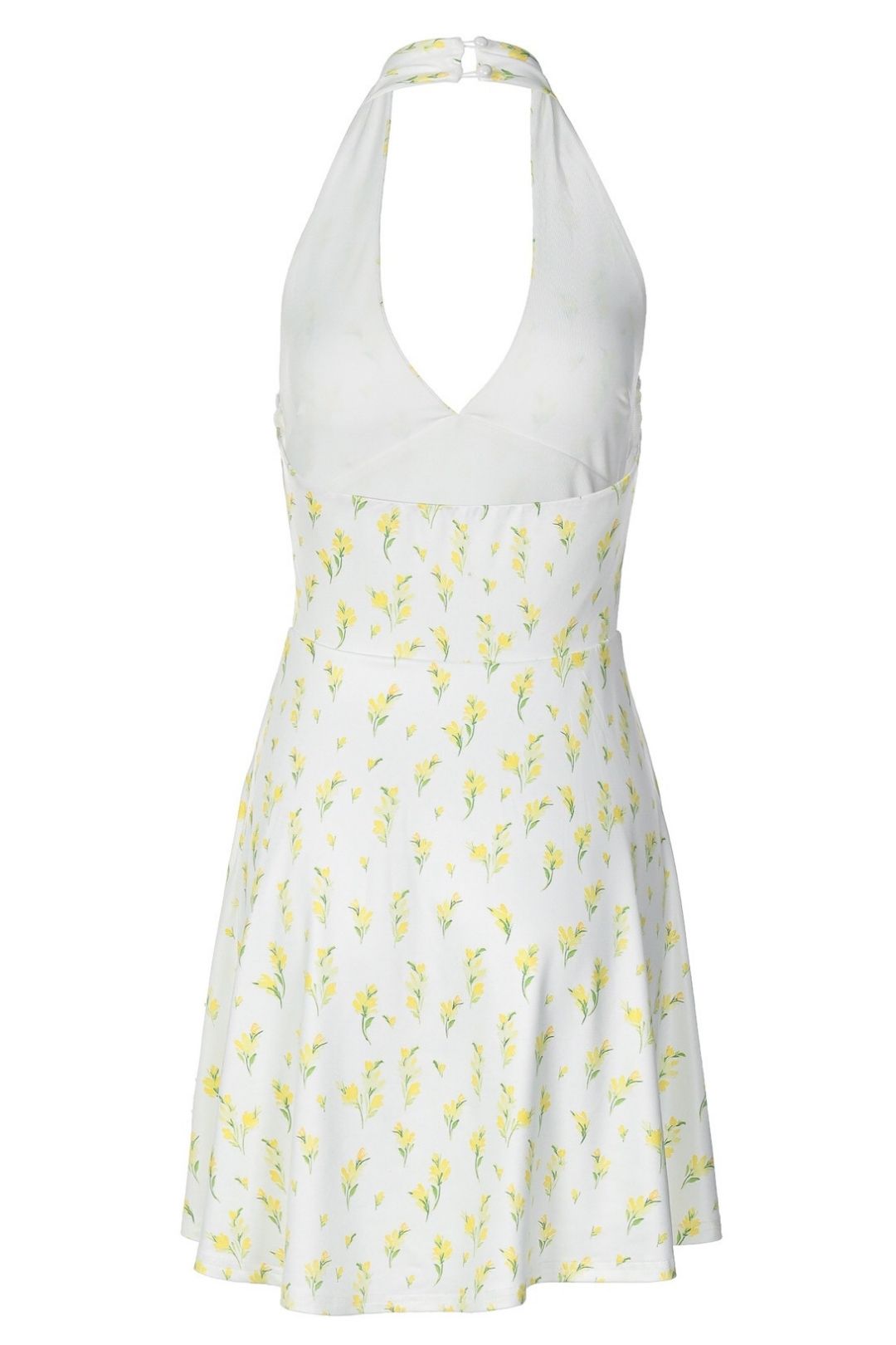 Print Chiffon Halter Neck V-Neck Backless Short Dress