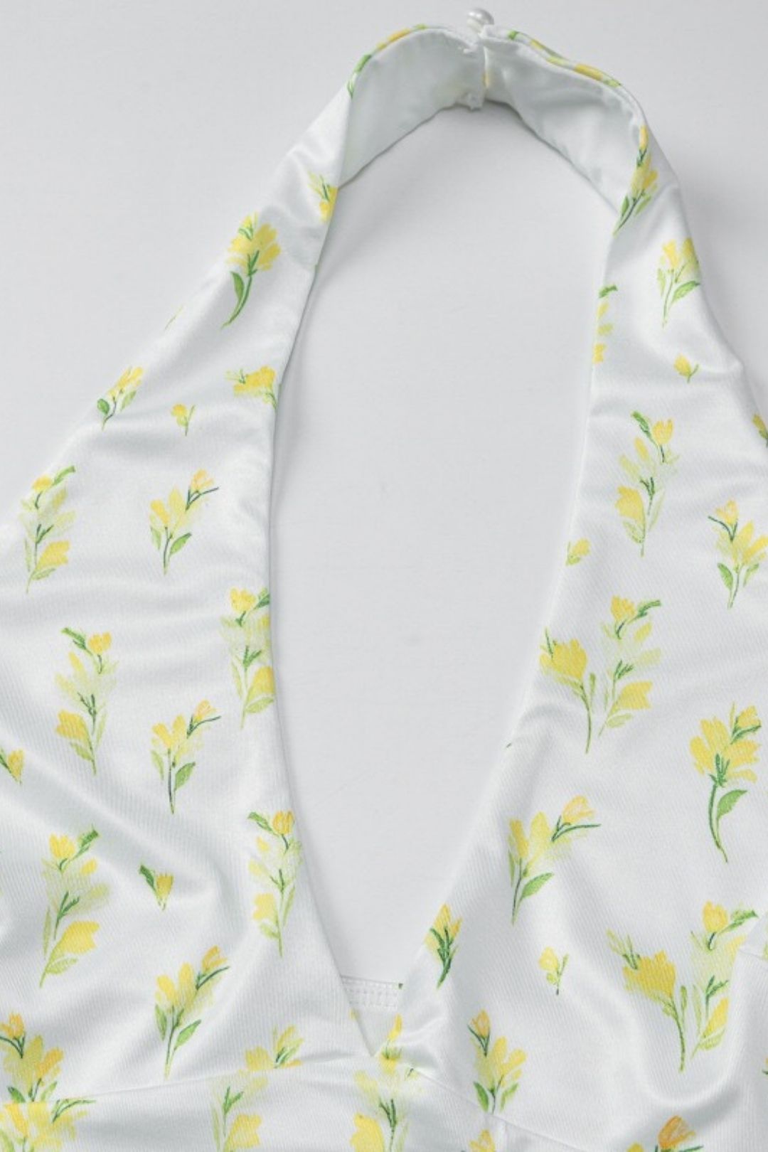 Print Chiffon Halter Neck V-Neck Backless Short Dress