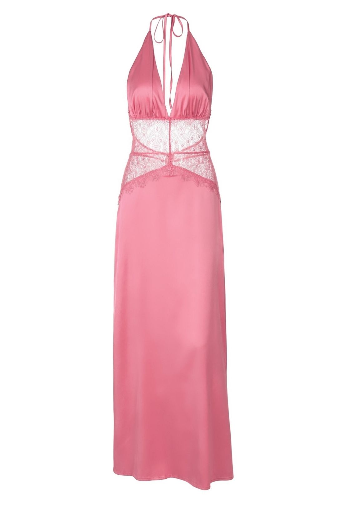 Sexy And Alluring Deep V-neck Lace-trimmed Halter Neck Strapless Backless Dress