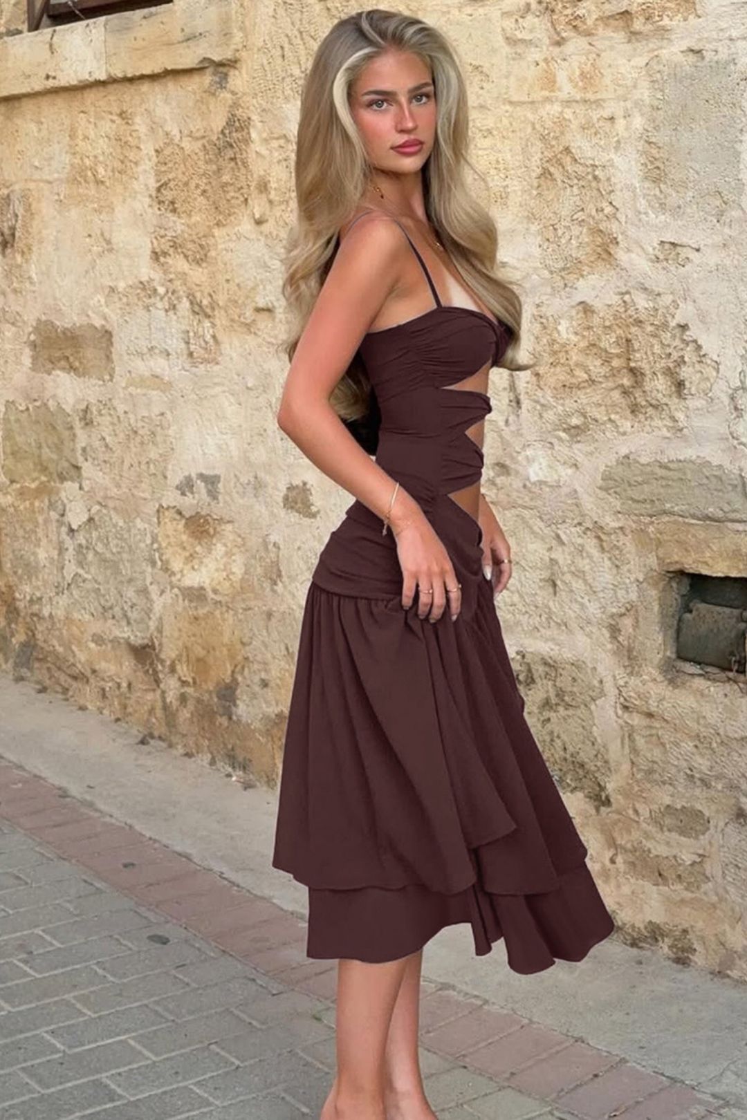 Sexy Hollow-out Slit Beach Vacation Slim Fit Dress