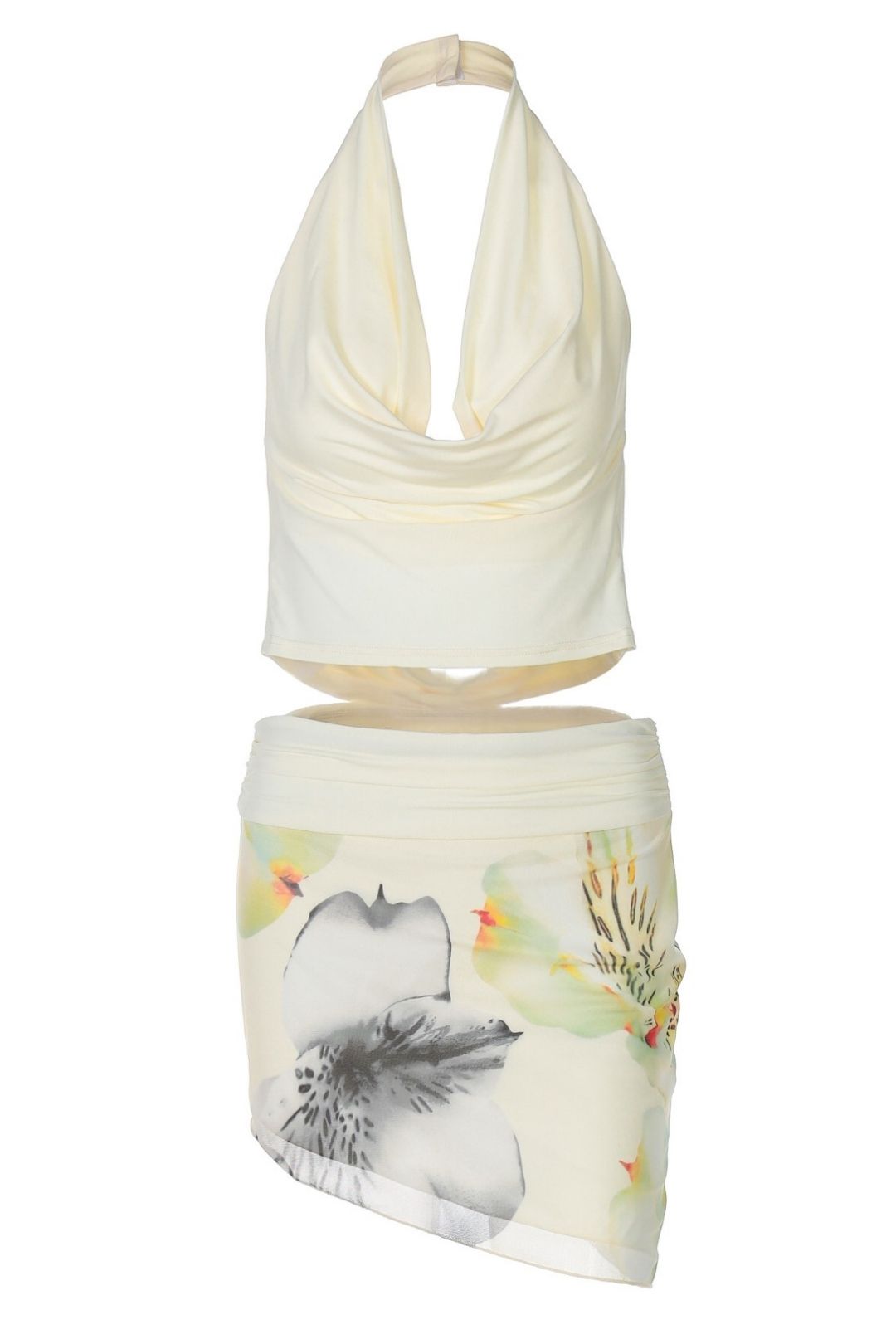 Sexy Halter Neck Backless Top And Bodycon Skirt Two-Piece Set