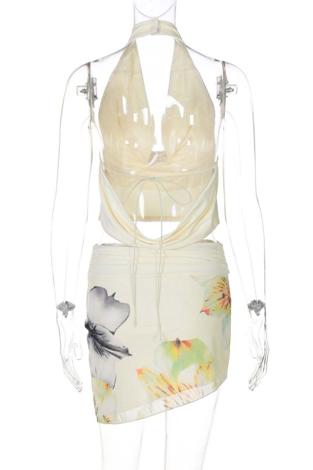 Sexy Halter Neck Backless Top And Bodycon Skirt Two-Piece Set