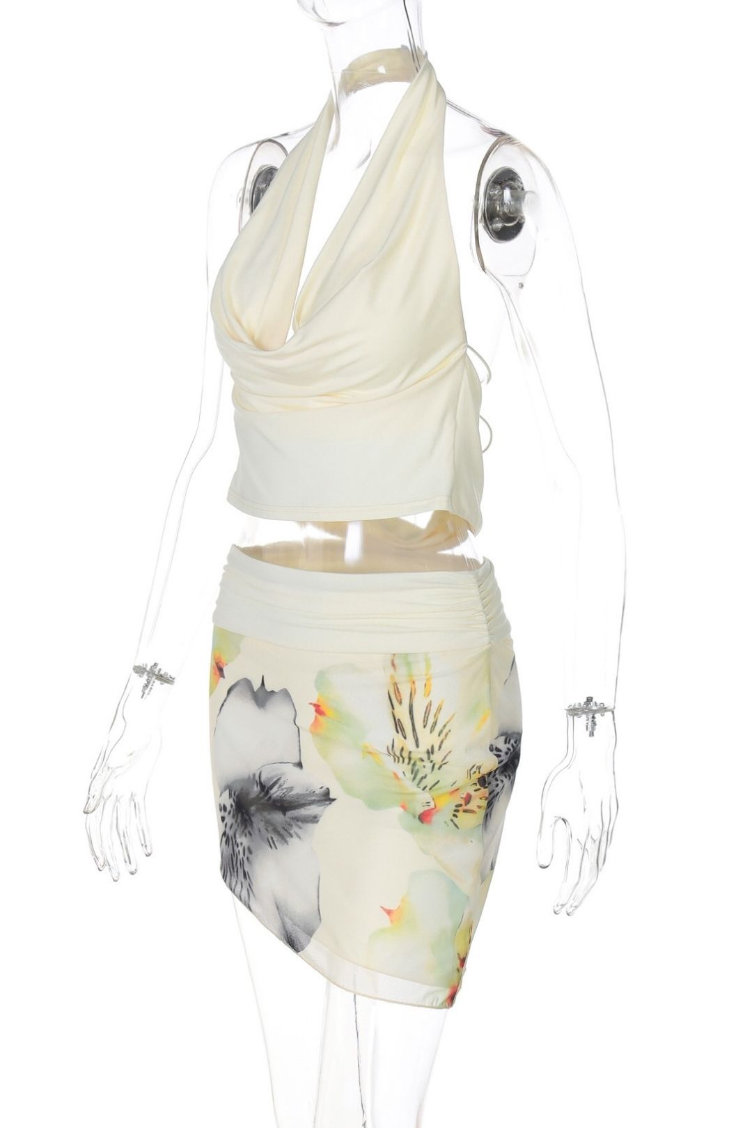 Sexy Halter Neck Backless Top And Bodycon Skirt Two-Piece Set