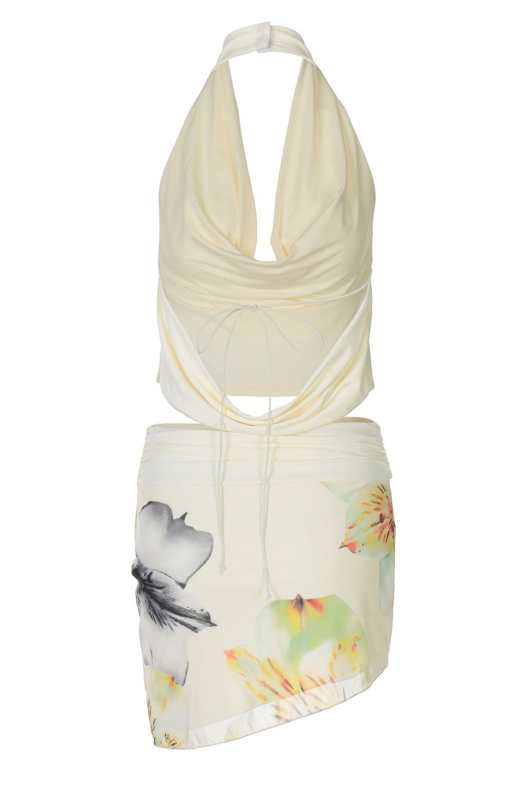 Sexy Halter Neck Backless Top And Bodycon Skirt Two-Piece Set