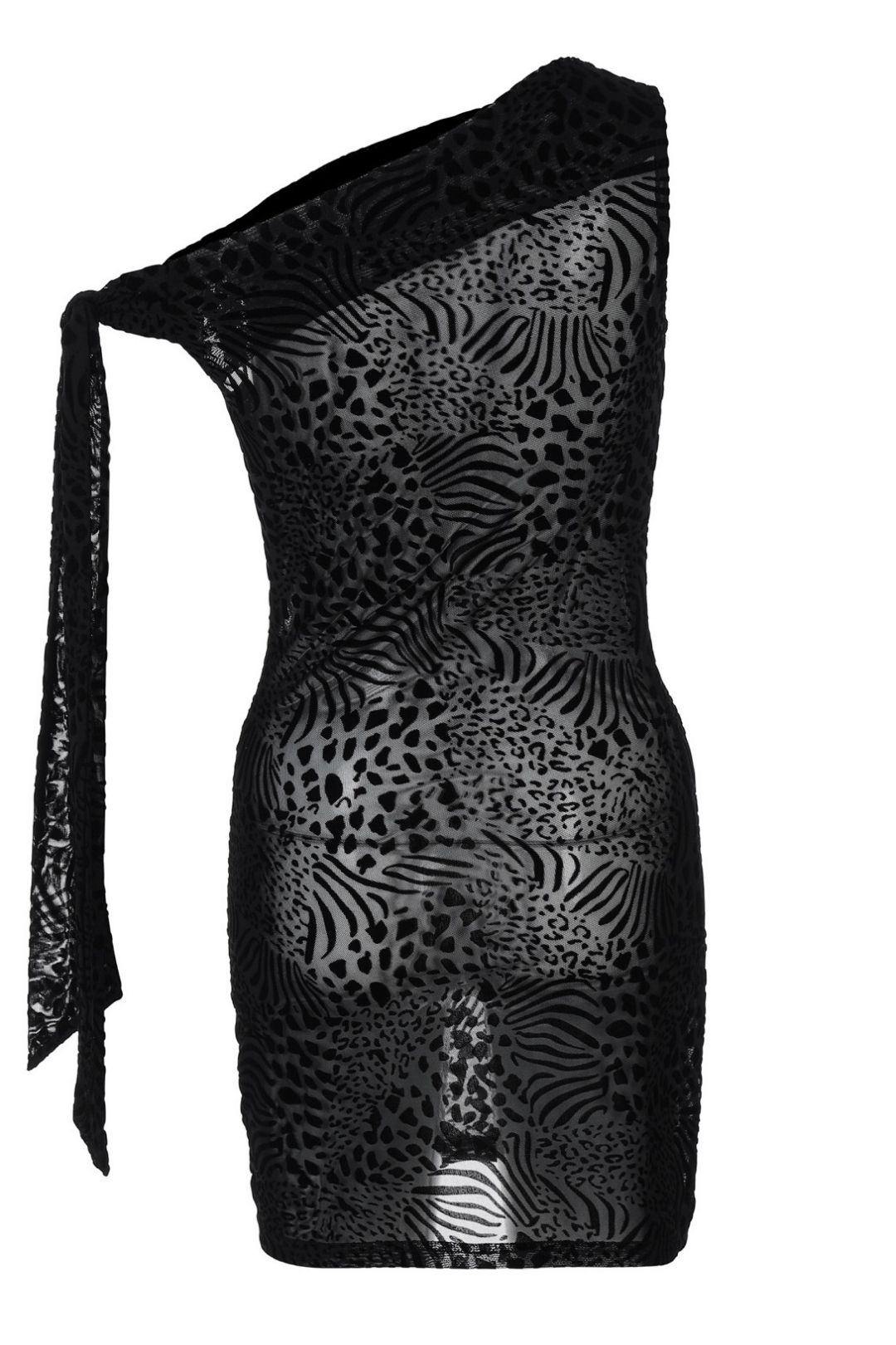 Sexy Women's Dress With One-Shoulder Lace Base Layer, Slim Fit, Bodycon Dress