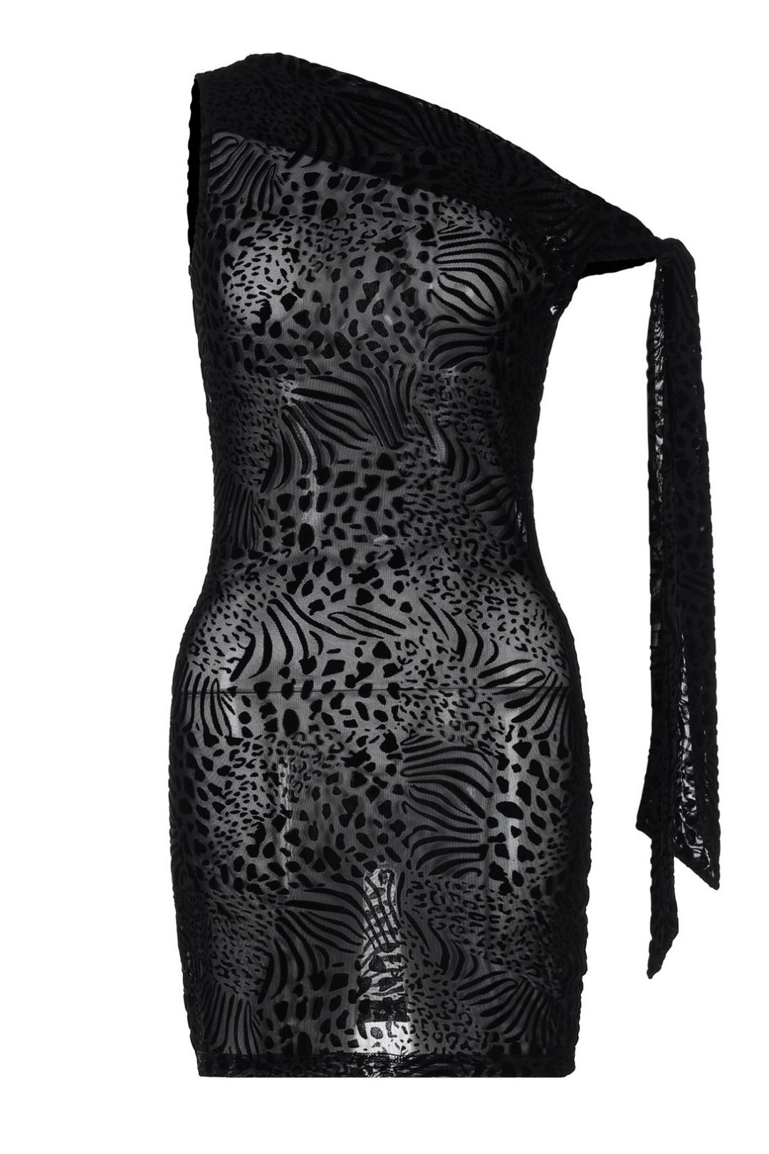 Sexy Women's Dress With One-Shoulder Lace Base Layer, Slim Fit, Bodycon Dress