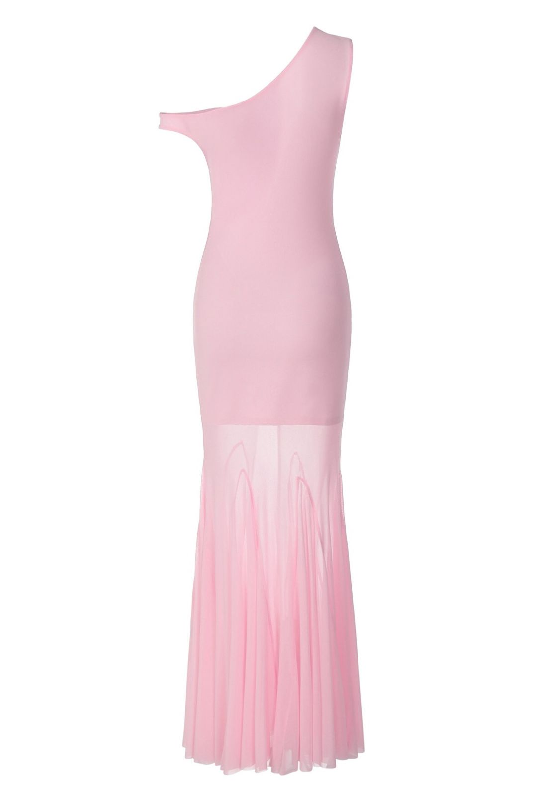 Sexy Hot Girl Off-Shoulder Pleated Mesh Patchwork See-Through Dress