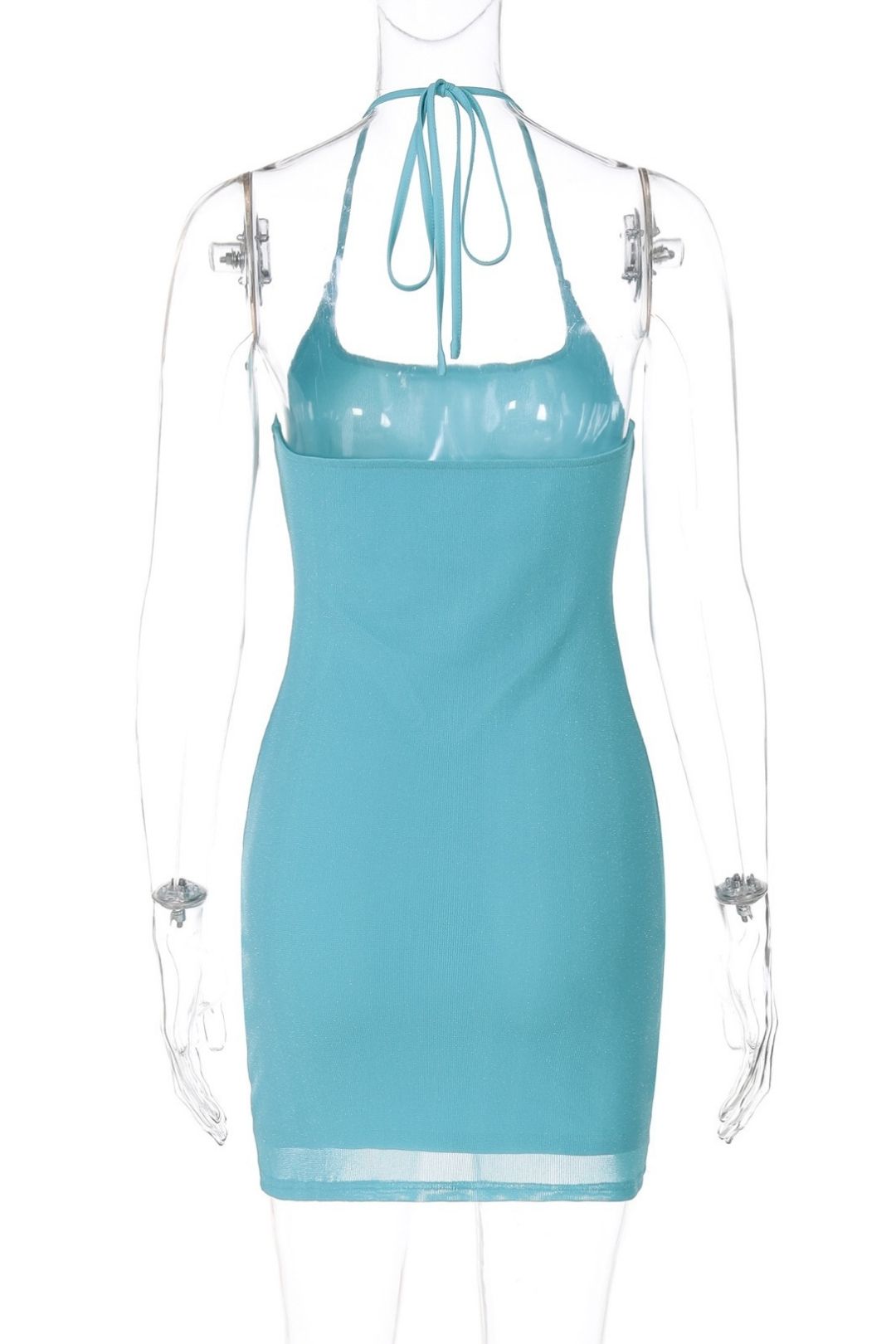 Halterneck Slit Bright Silk Hip-covering Dress