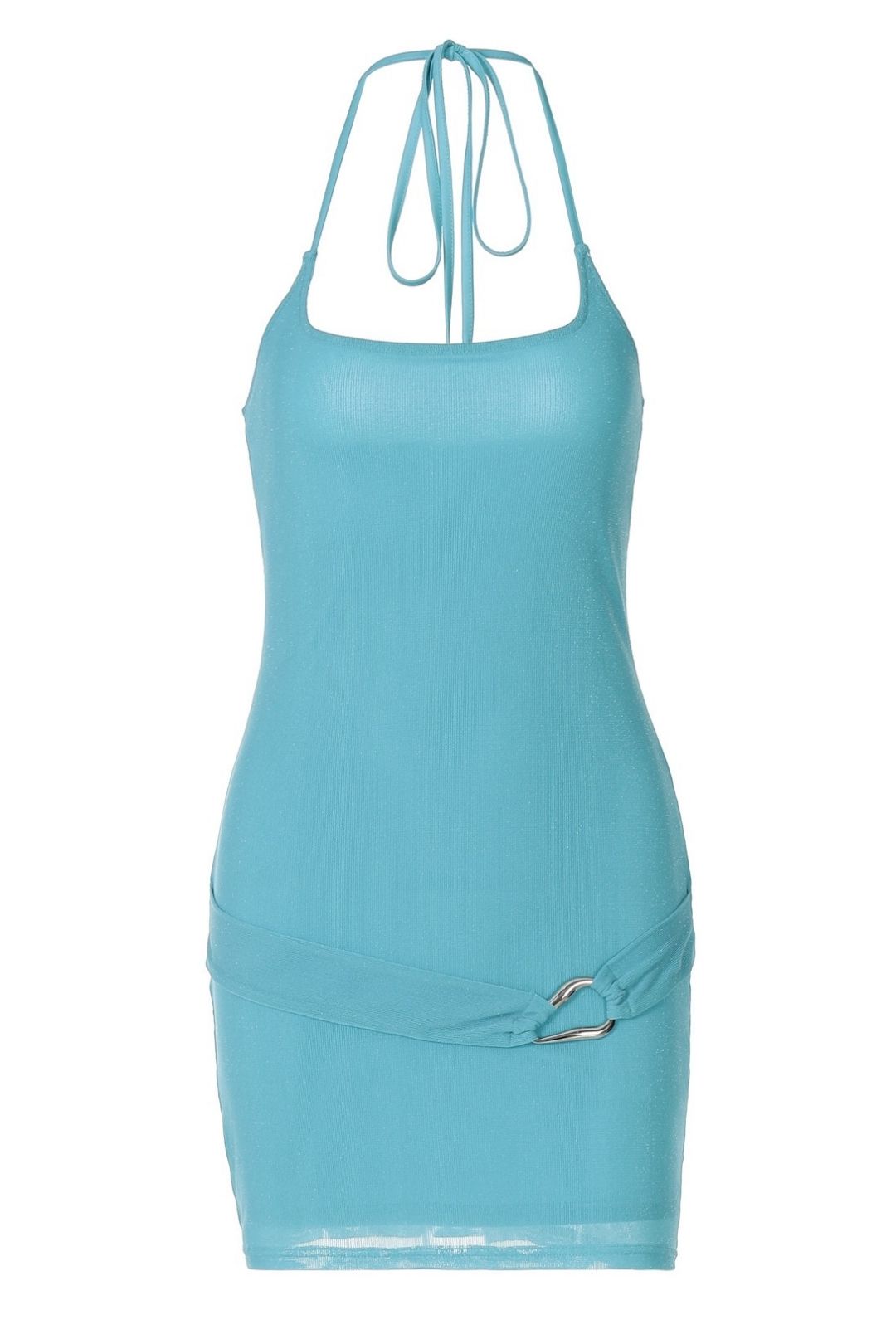 Halterneck Slit Bright Silk Hip-covering Dress