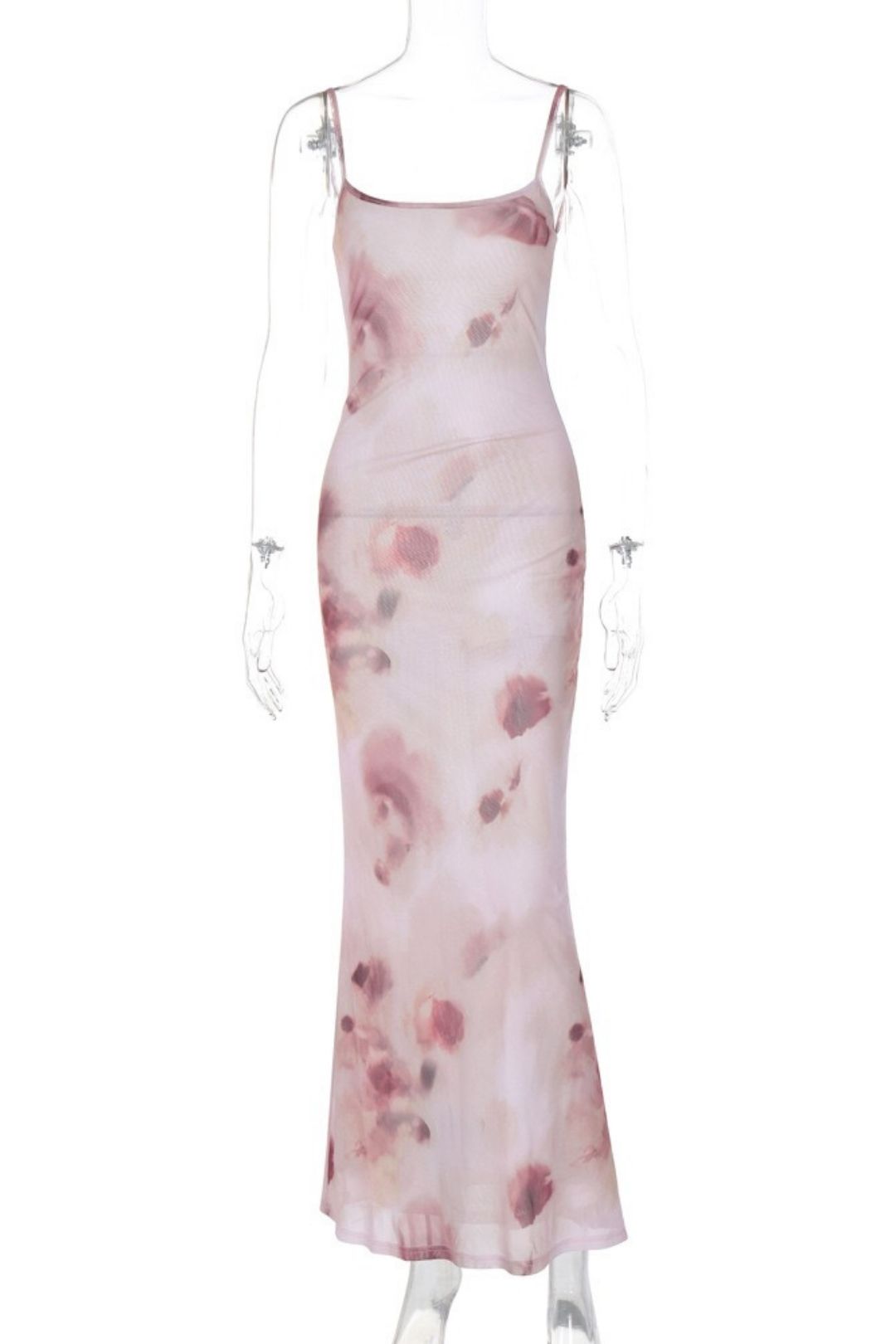 Backless Sleeveless Slim Long Printed Suspender Dress