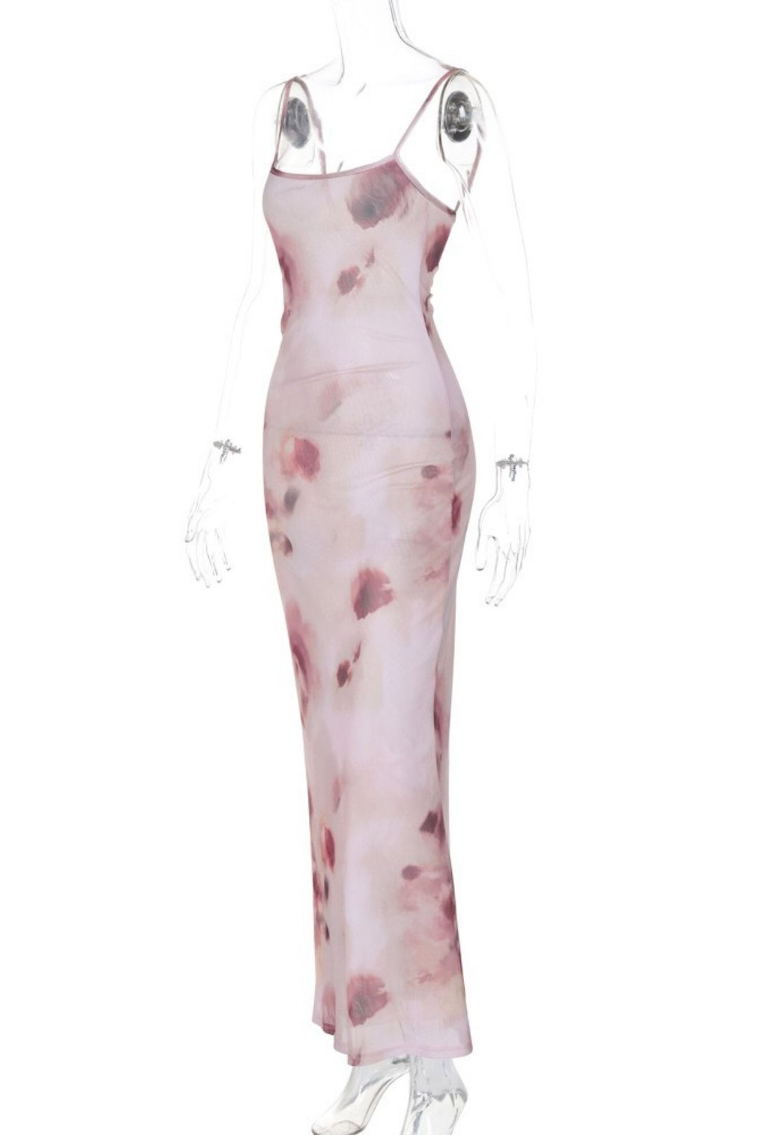 Backless Sleeveless Slim Long Printed Suspender Dress