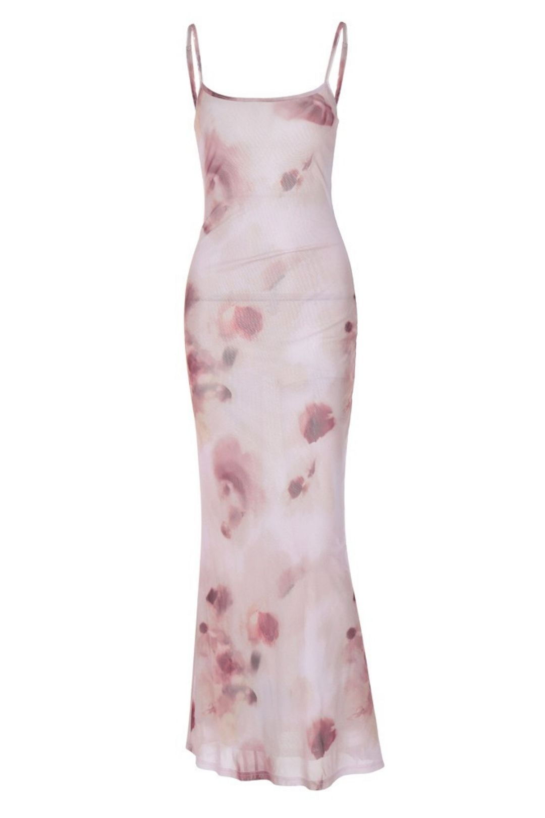 Backless Sleeveless Slim Long Printed Suspender Dress