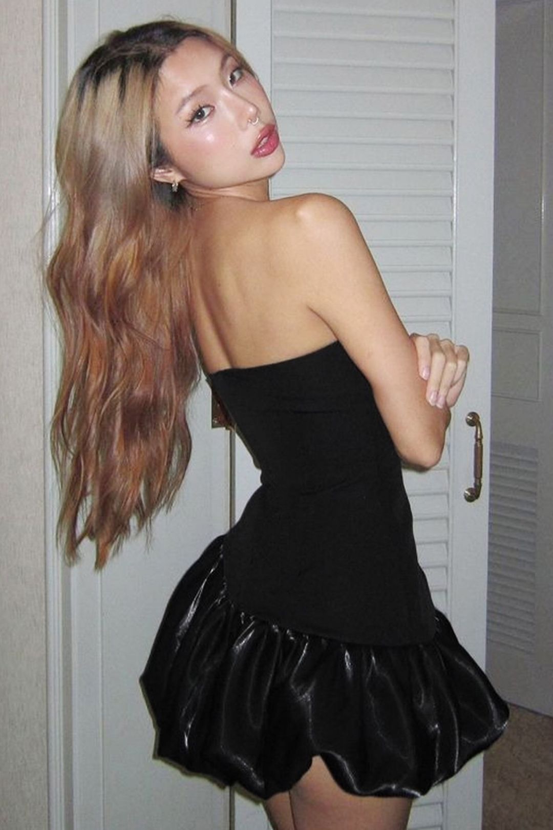 Sexy Color-Blocked Simple Strapless Slim Fit Tulip Dress