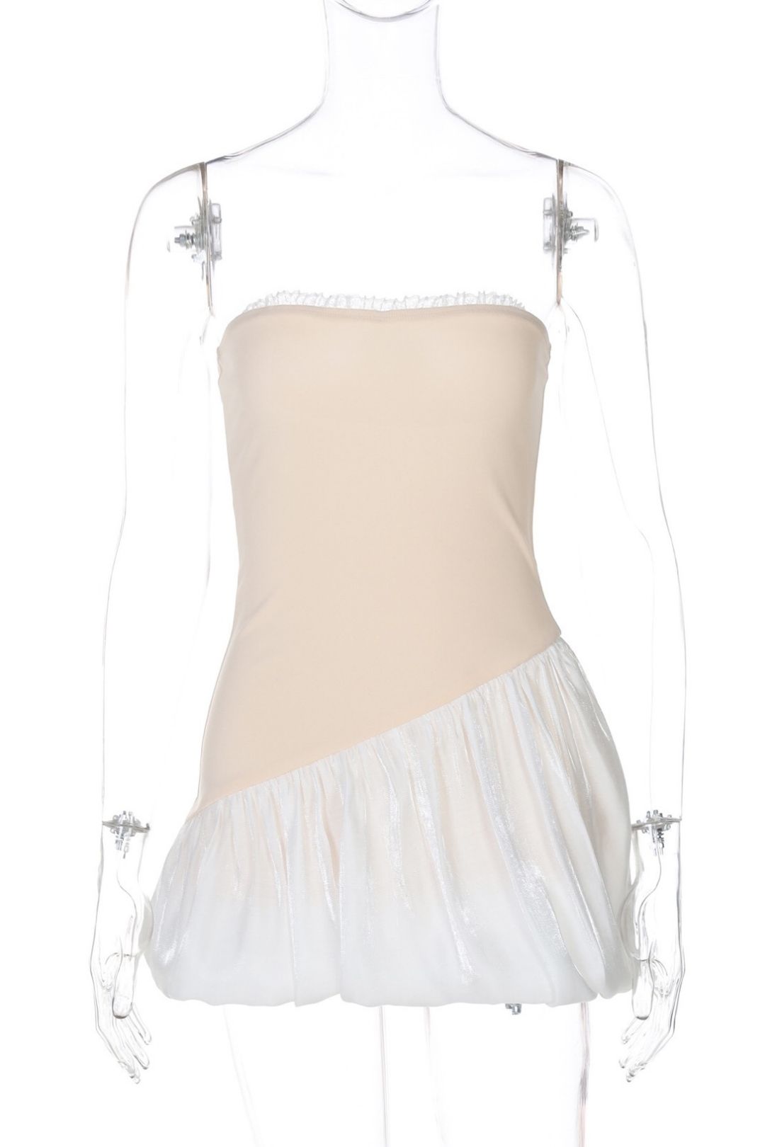 Sexy Color-Blocked Simple Strapless Slim Fit Tulip Dress