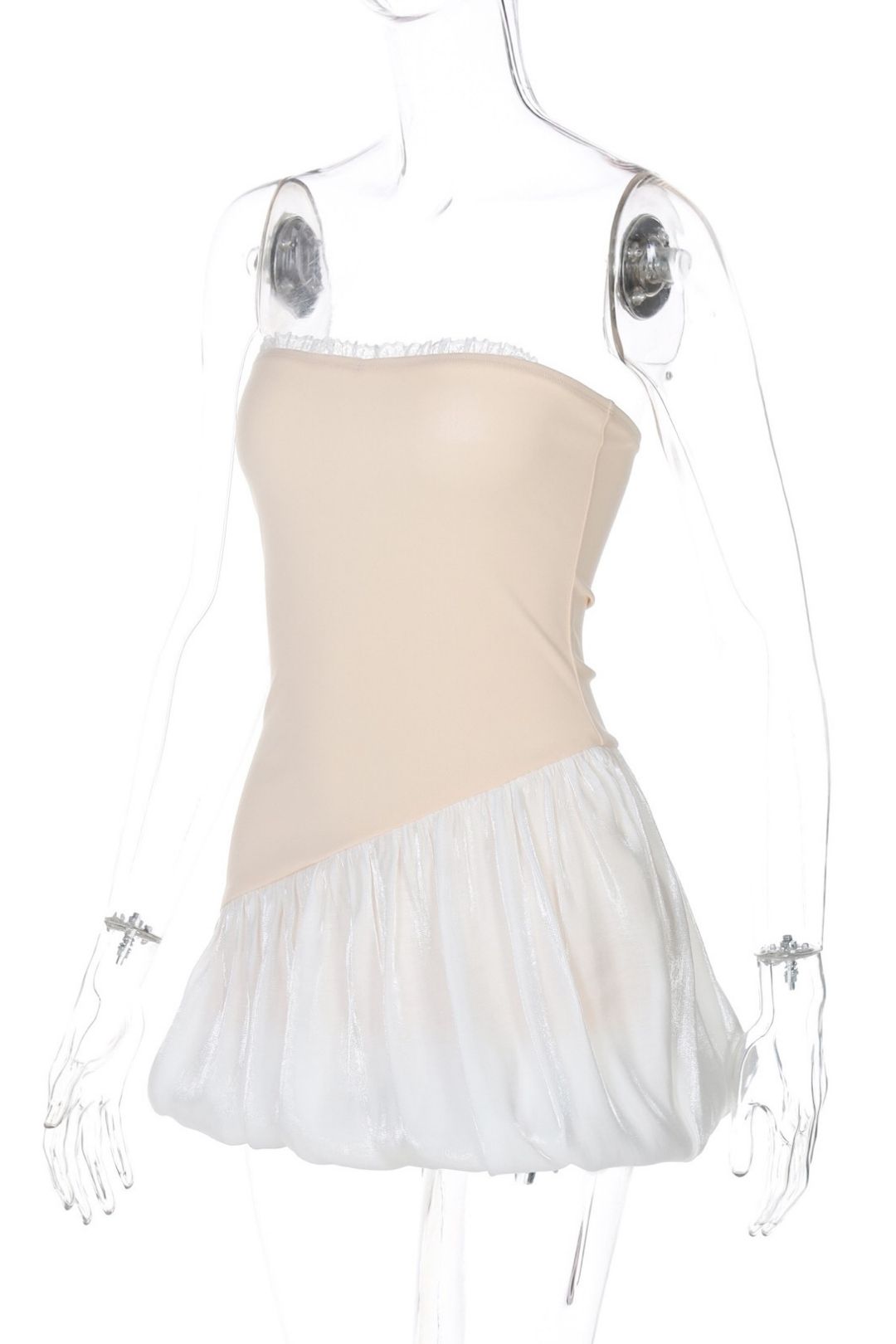 Sexy Color-Blocked Simple Strapless Slim Fit Tulip Dress