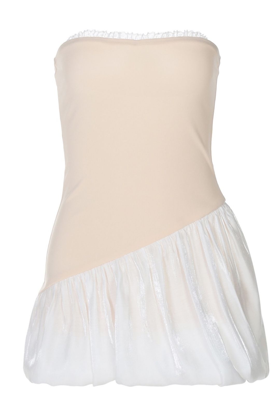 Sexy Color-Blocked Simple Strapless Slim Fit Tulip Dress