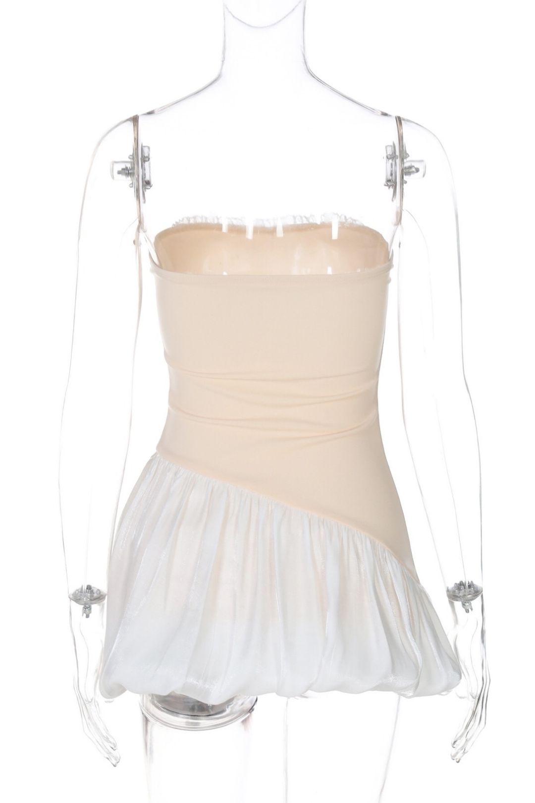 Sexy Color-Blocked Simple Strapless Slim Fit Tulip Dress