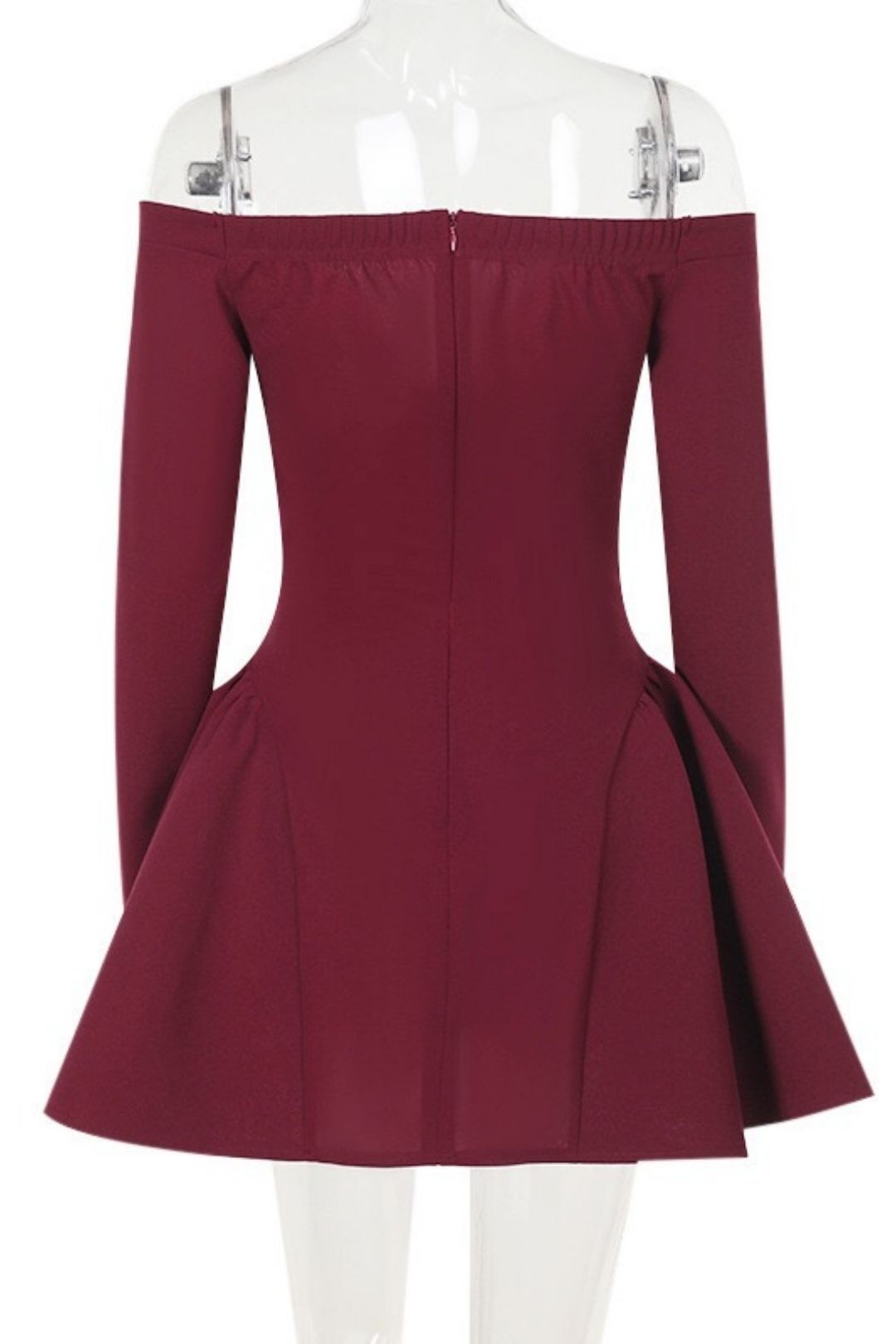 Elegant, Slim-fitting, Bust-enhancing, Waist-cinching A-line Long-sleeved Dress.