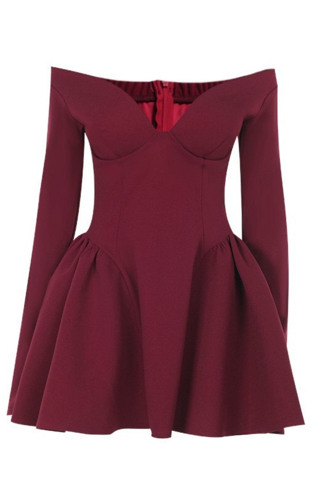Elegant, Slim-fitting, Bust-enhancing, Waist-cinching A-line Long-sleeved Dress.