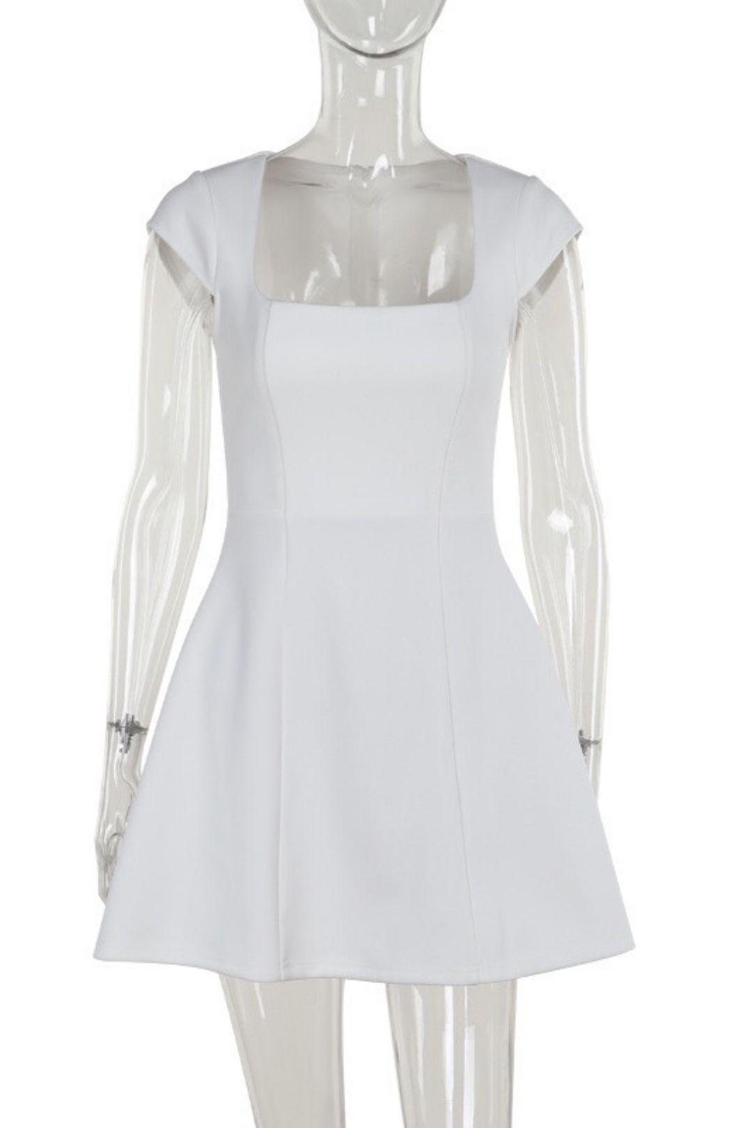 Elegant Short-Sleeved Square Neck Vest A-Line Mini Dress