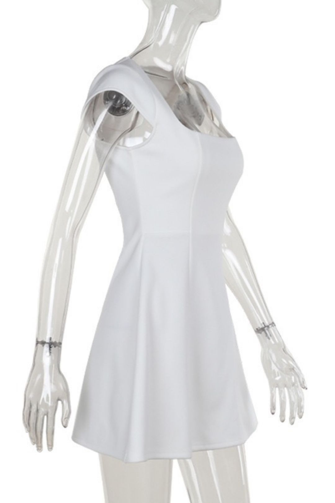 Elegant Short-Sleeved Square Neck Vest A-Line Mini Dress